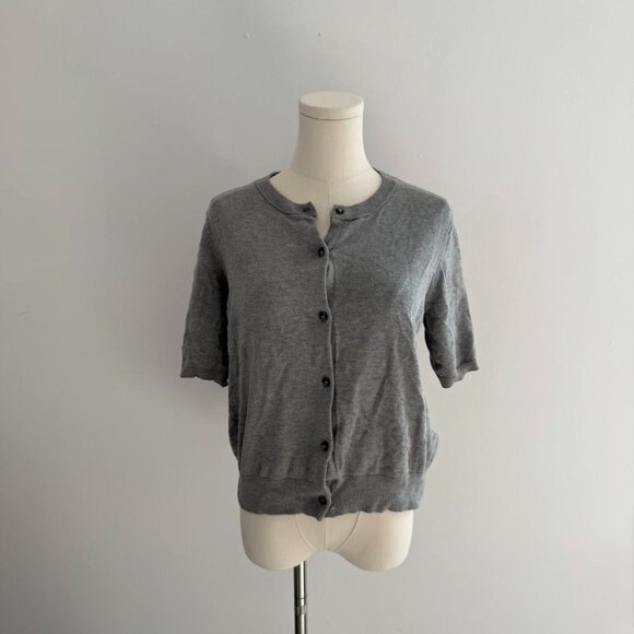 Hm Grey Short Sleeve Button  Up Cardigan| Women’s Size Medium - Picture 1 of 4